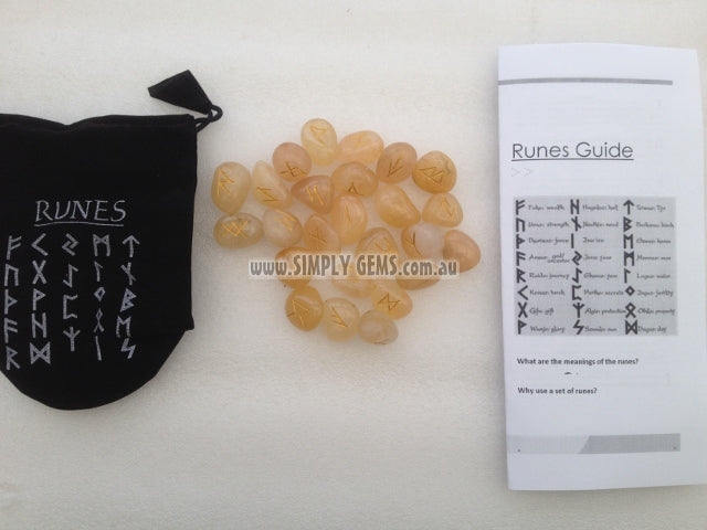 Runes Yellow Aventurine Set Runes Yellow Aventurine Set